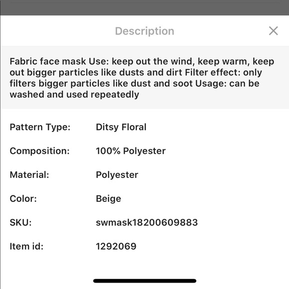 Floral Print 2pc Headband and Face Mask Set - Picture 6 of 6